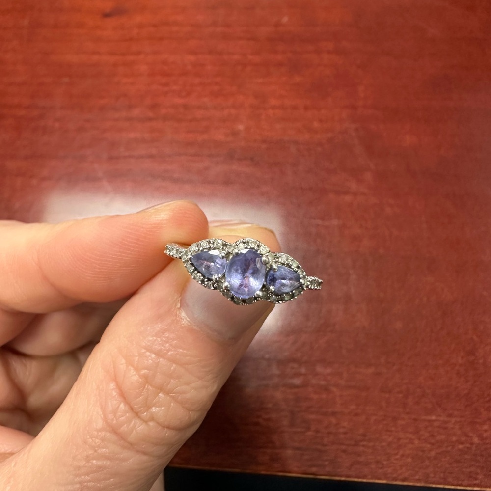 Natural Tanzanite and Diamond Ring
